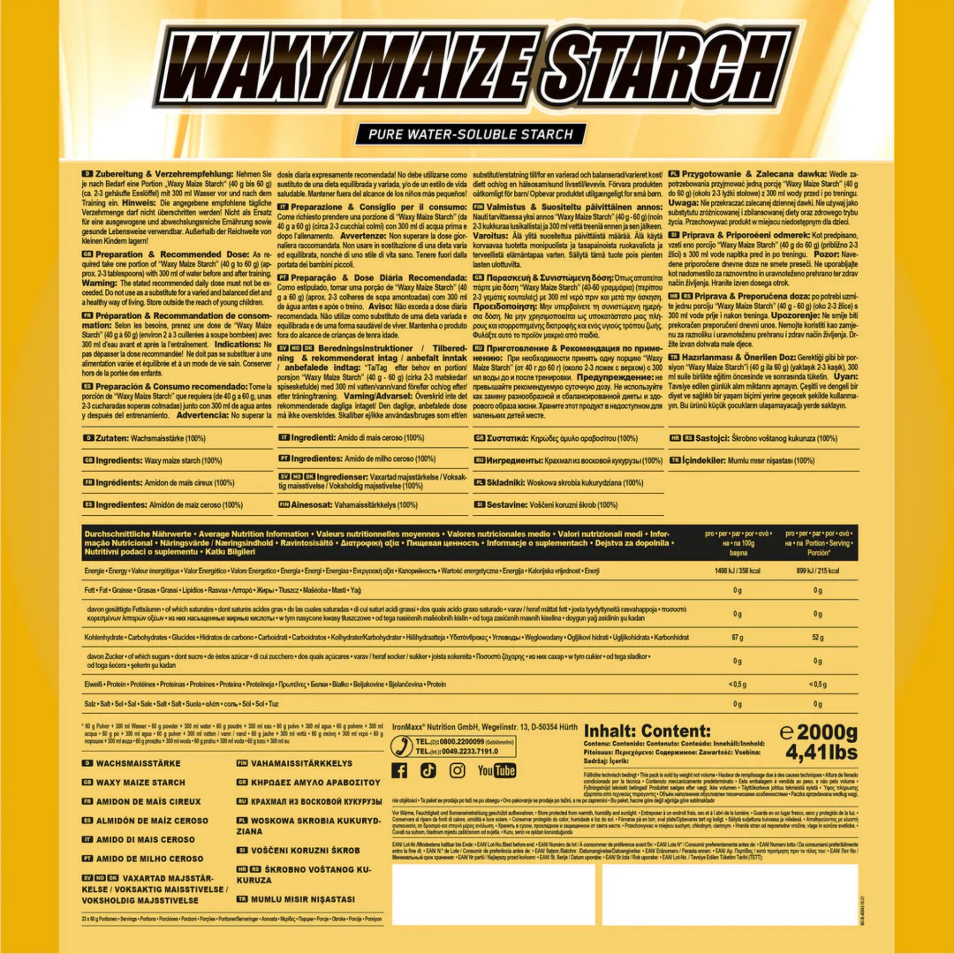 IronMaxx Waxy Maize Starch (2000g)