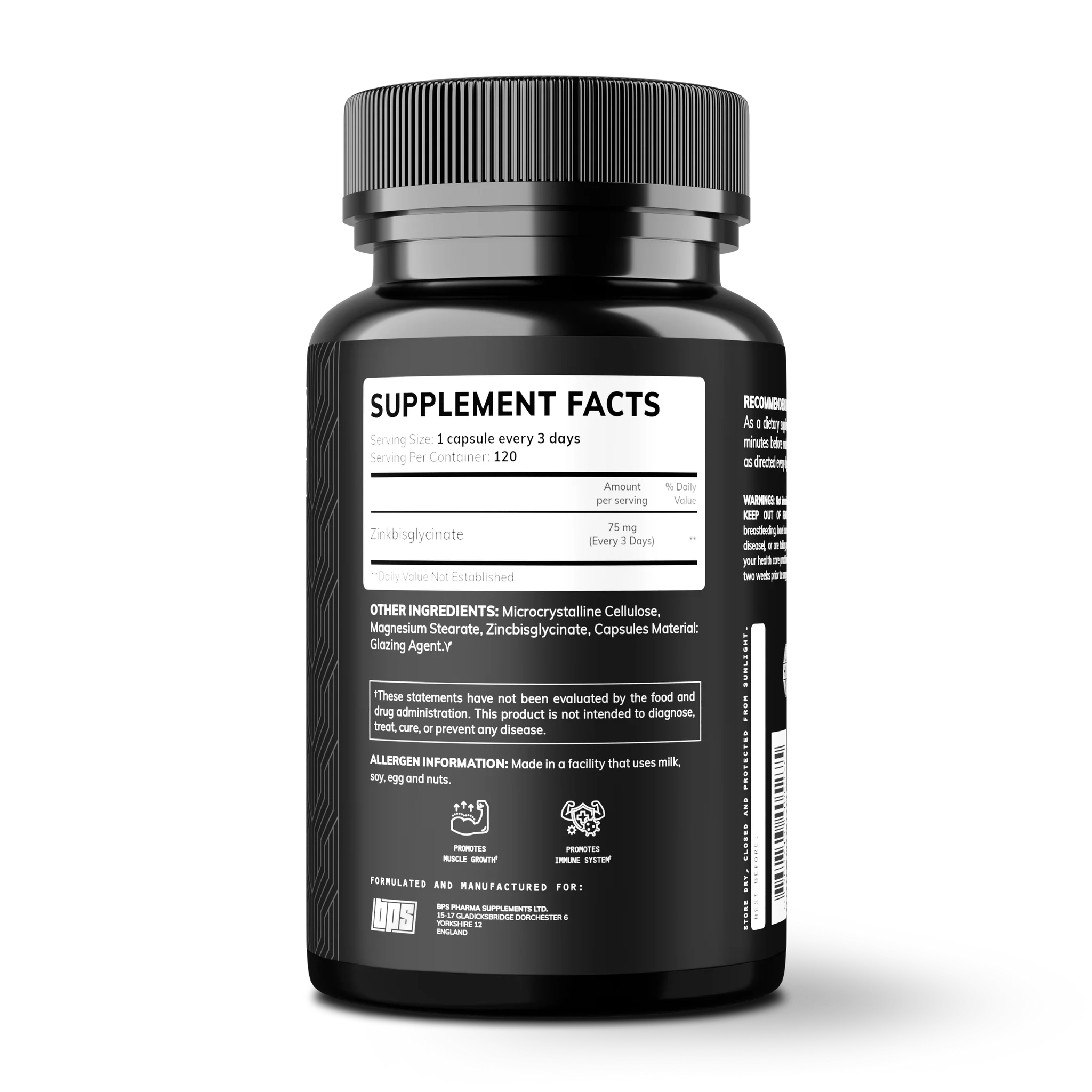 BPS Pharma Zinc 75ers reines Zink Bisglycinat · 120 Kapseln