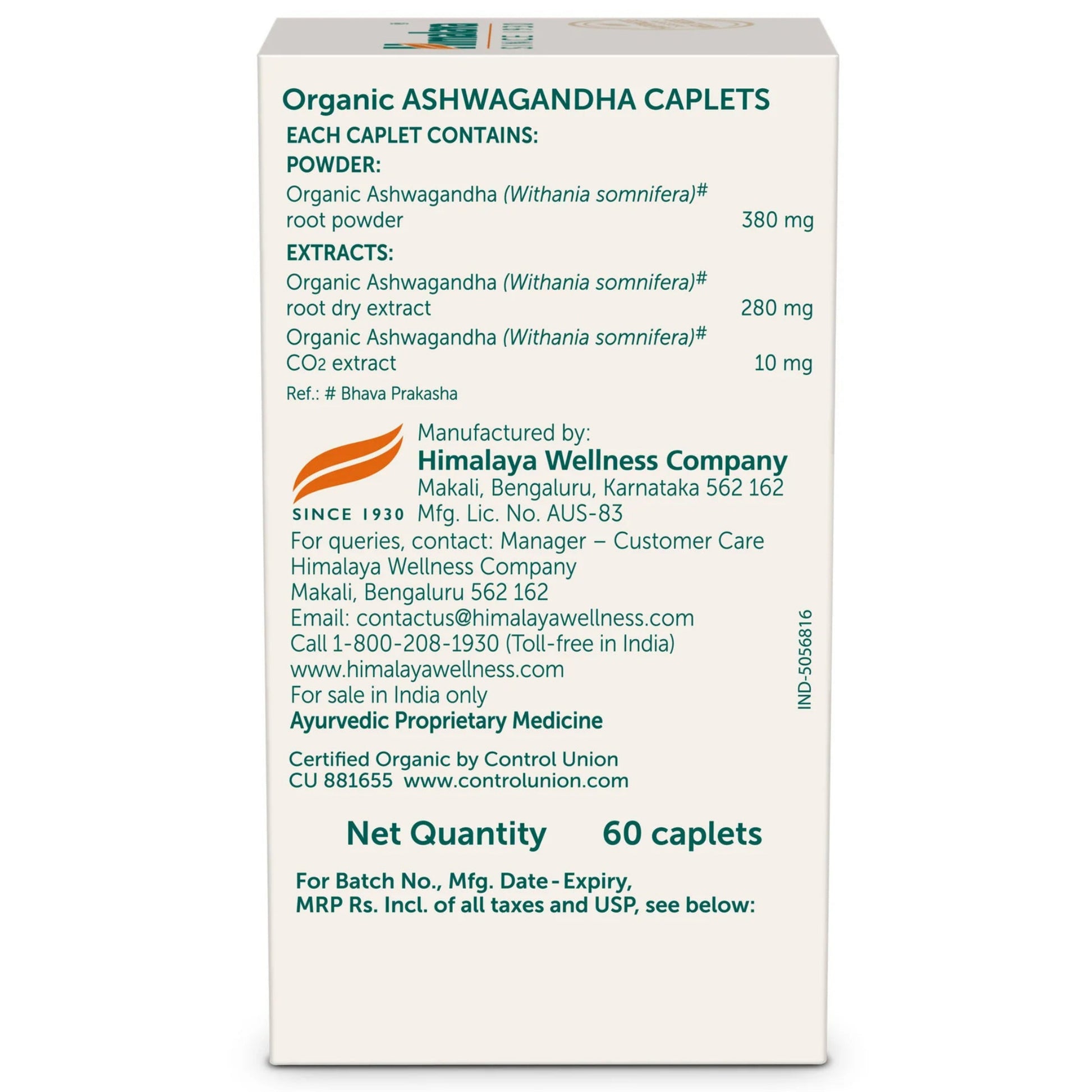 Himalaya Organic Ashwagandha (60 Kapseln)