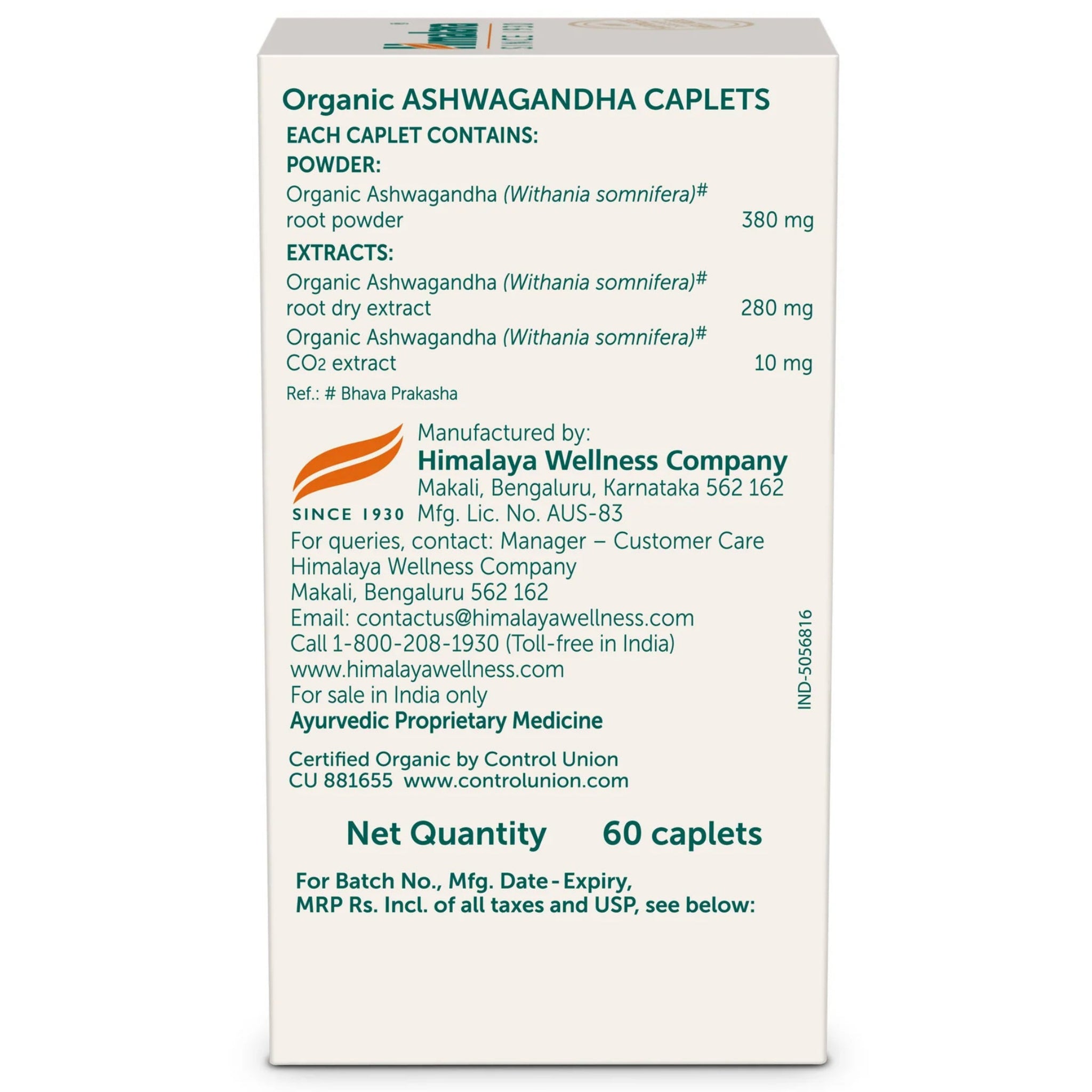 Himalaya Organic Ashwagandha (60 Kapseln)