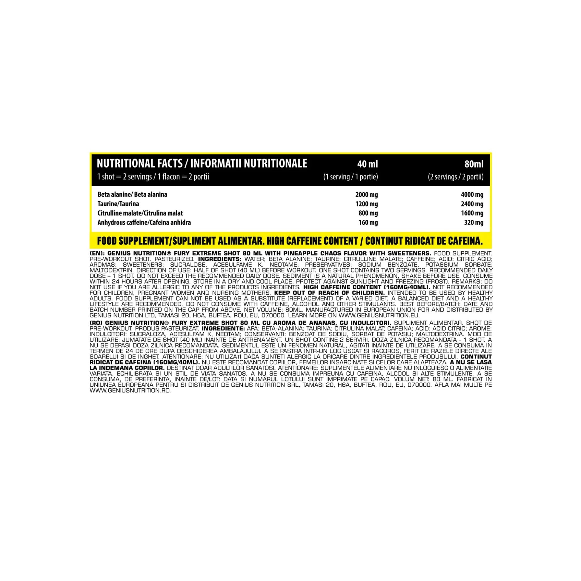 Genius Nutrition FURY Extreme Shot (12x80ml)