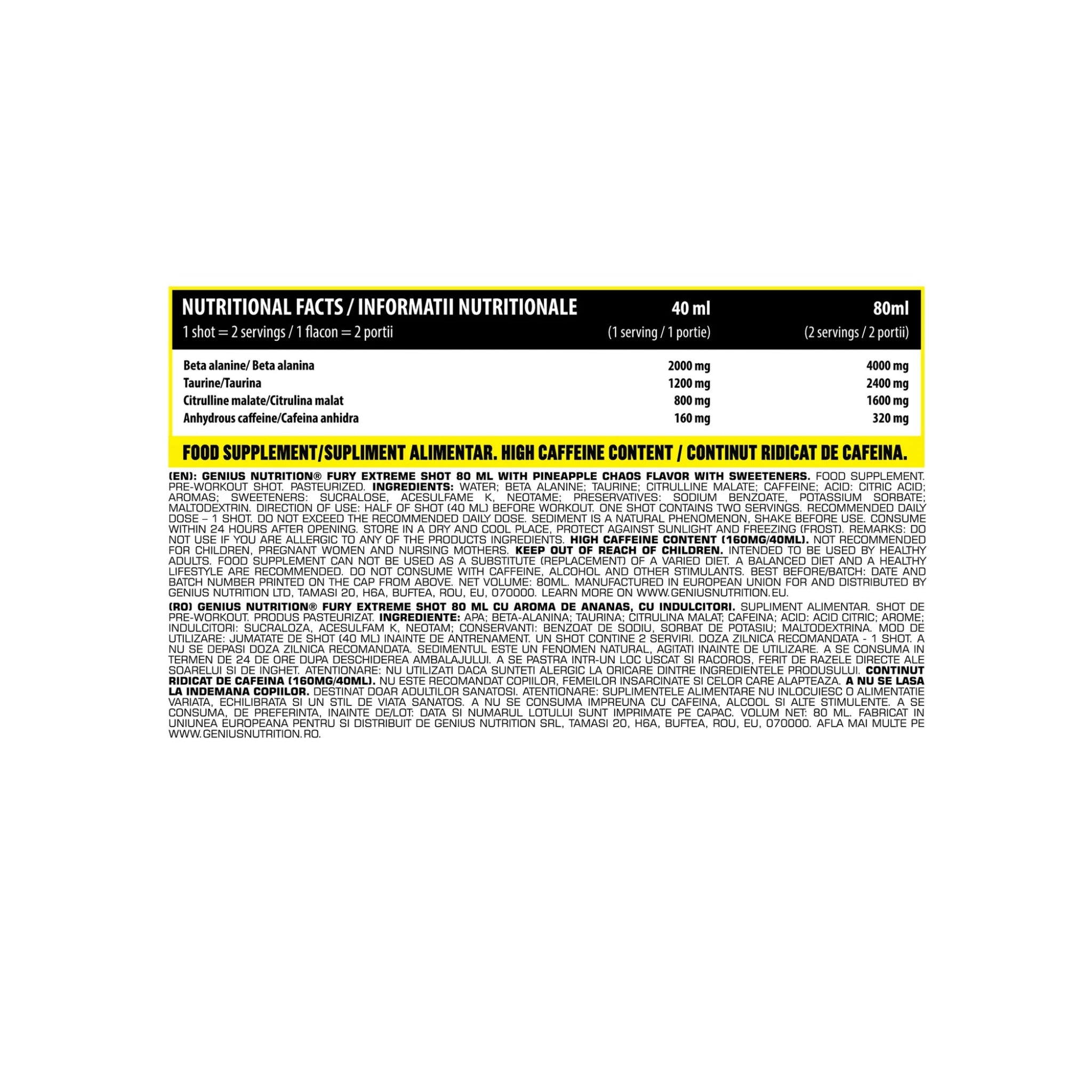 Genius Nutrition FURY Extreme Shot (12x80ml)
