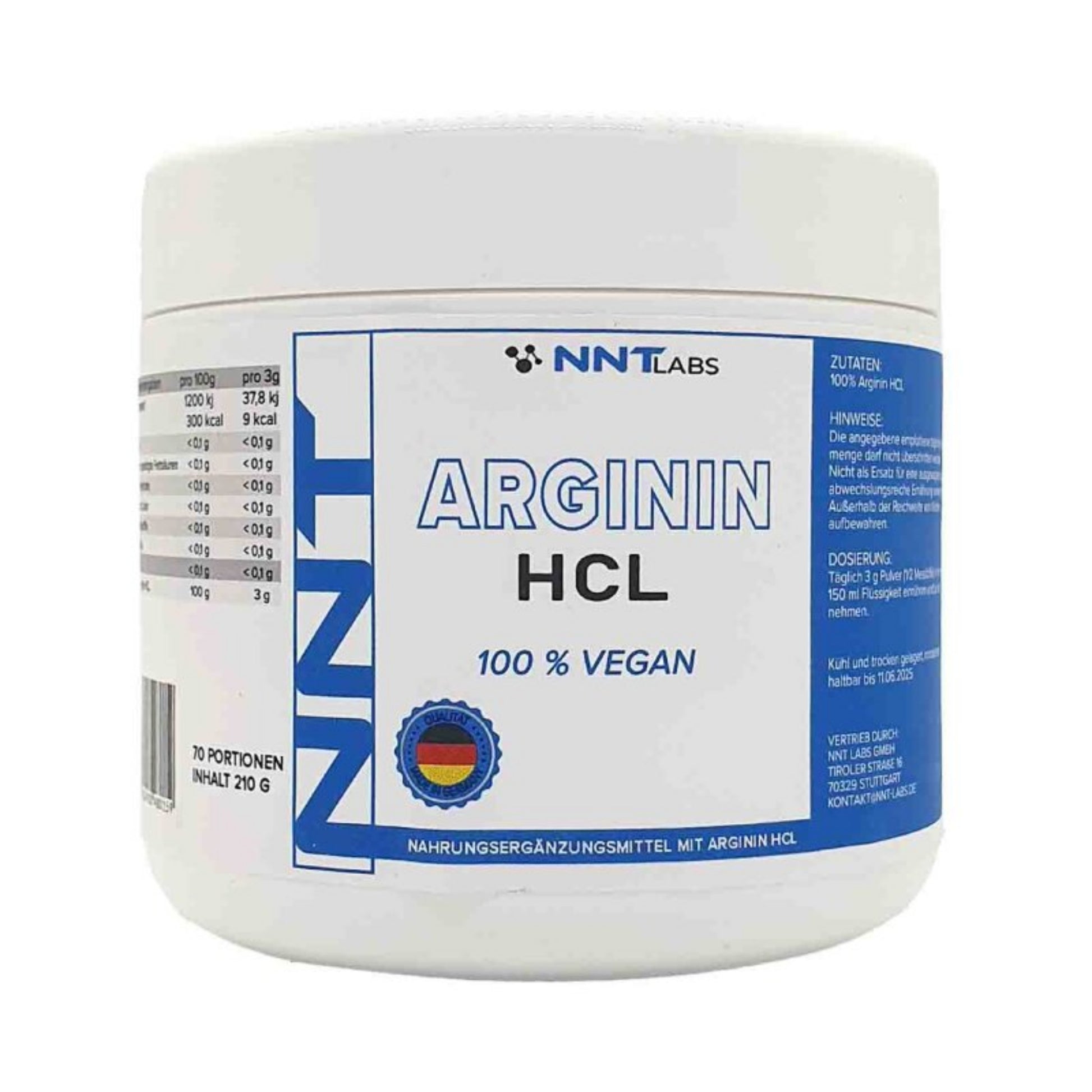 NNT Labs Arginin HCL Vegan (210g)