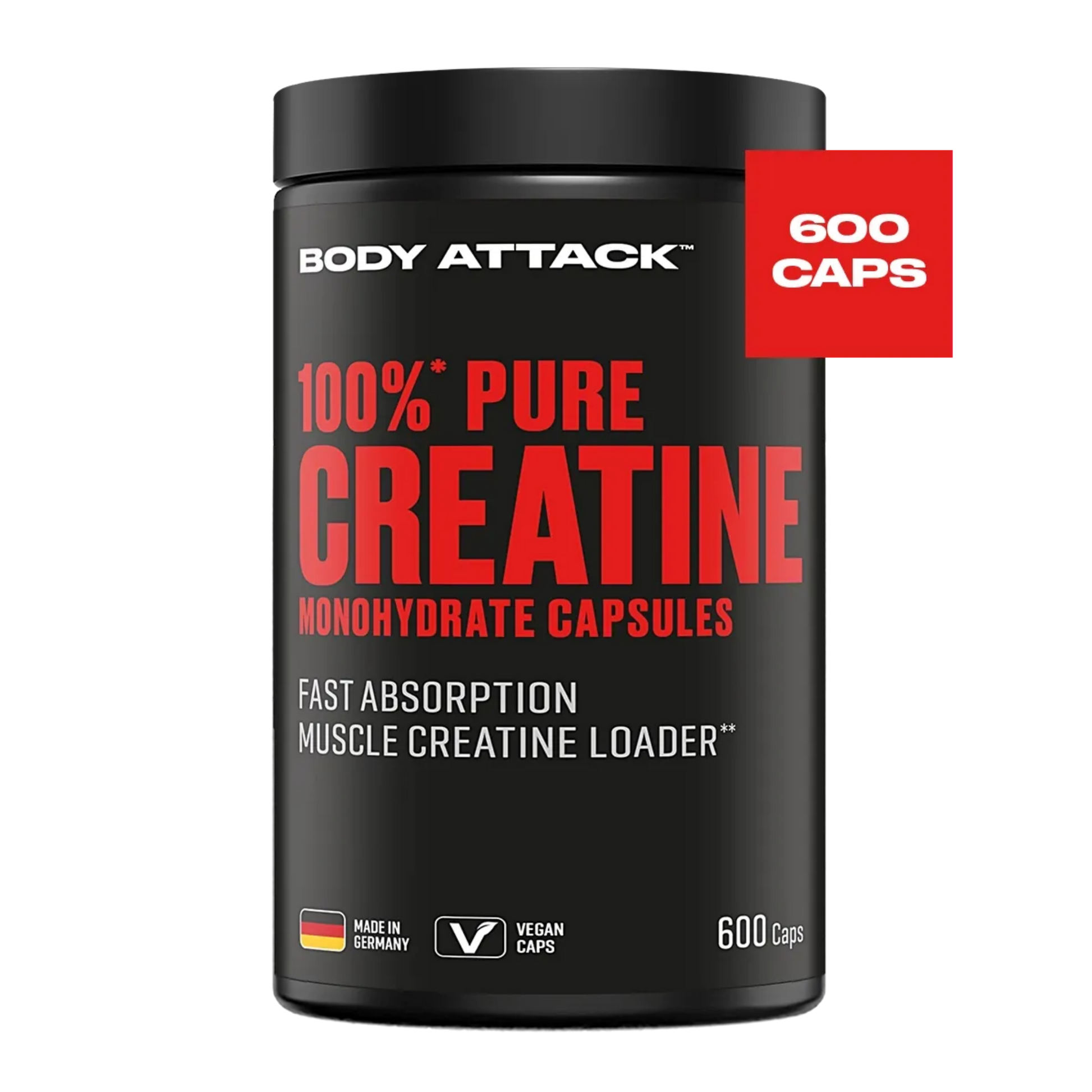 Body Attack 100% Pure Creatine · 600 Kapseln