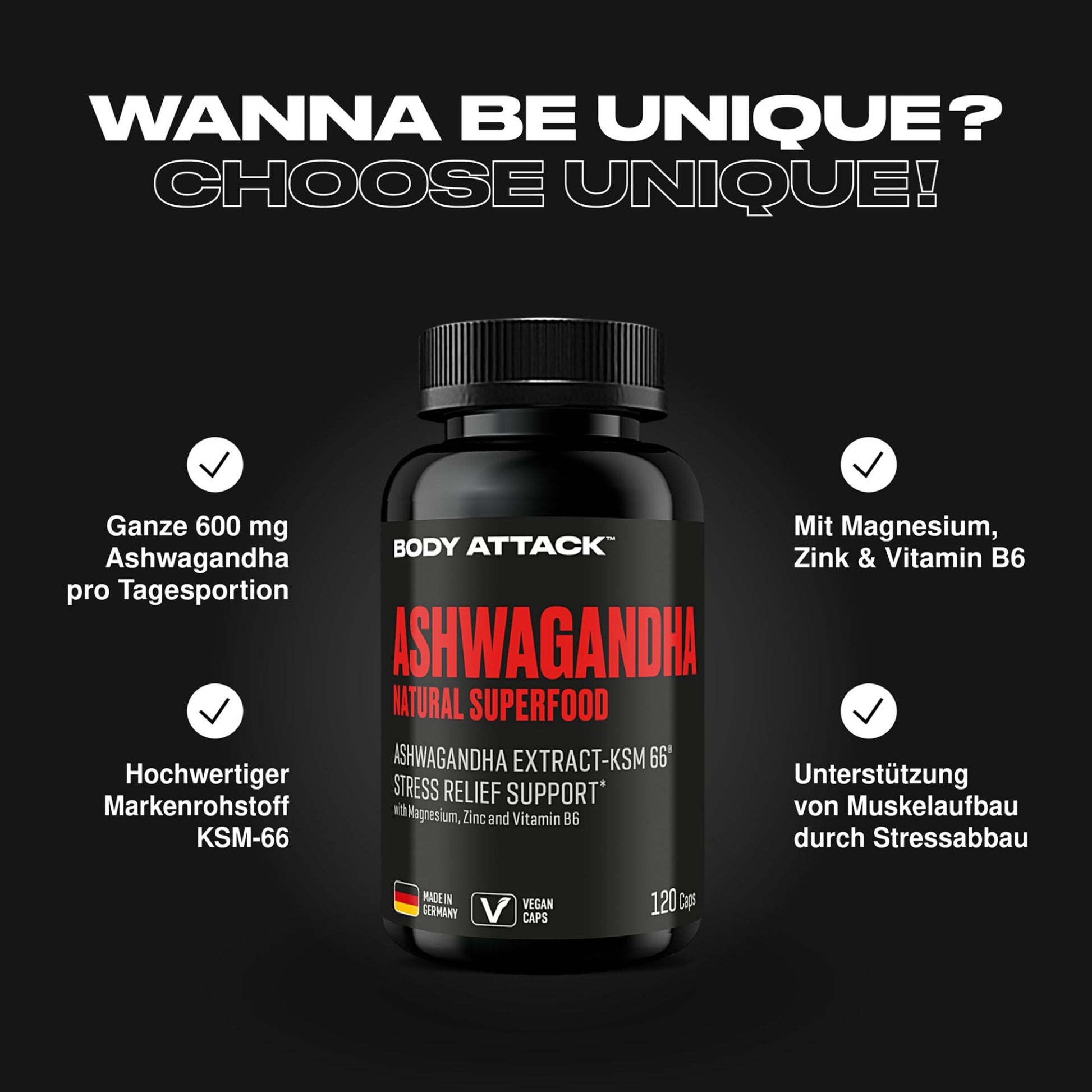 Body Attack Ashwagandha · 120 Kapseln