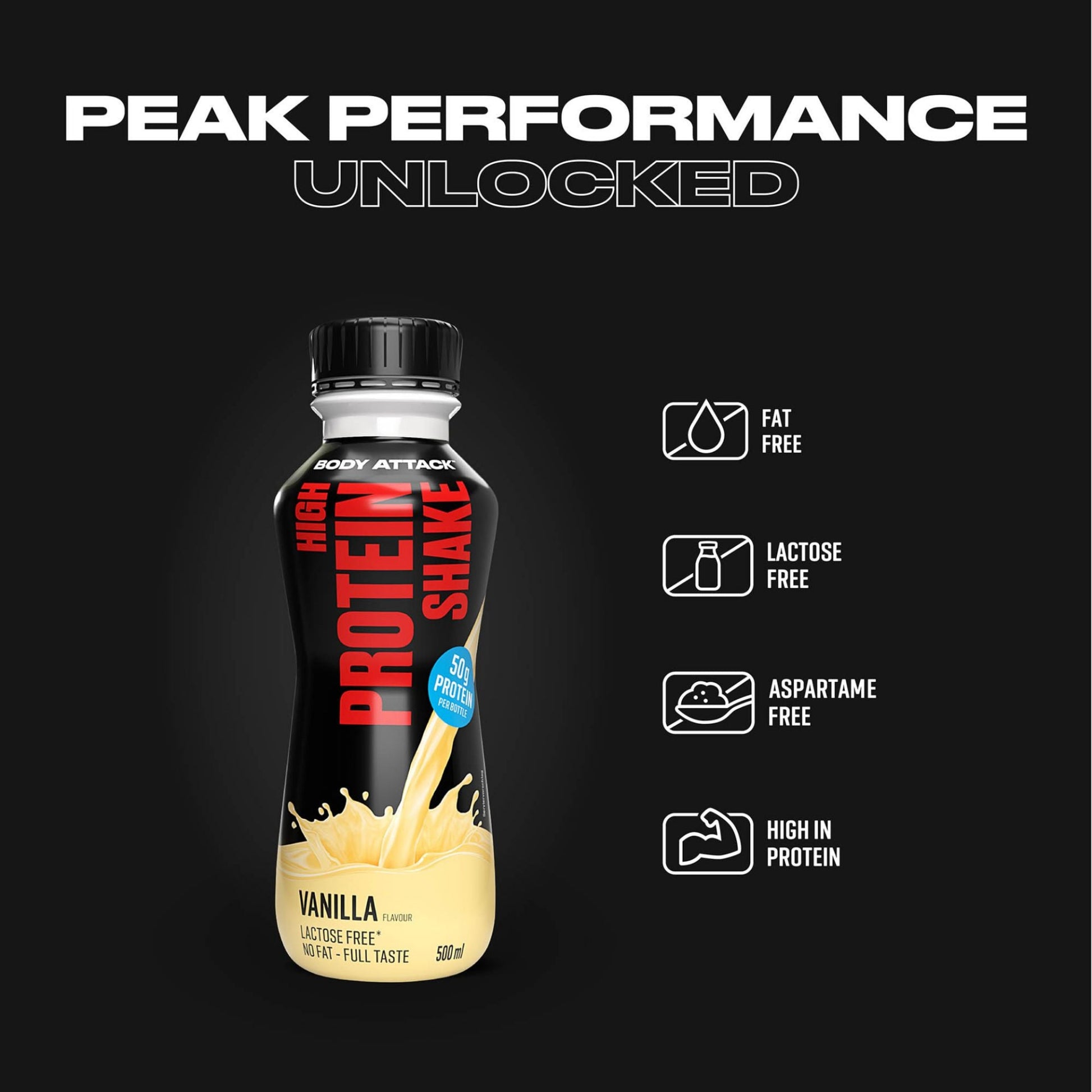 Body Attack High Protein Shake 12x500ml
