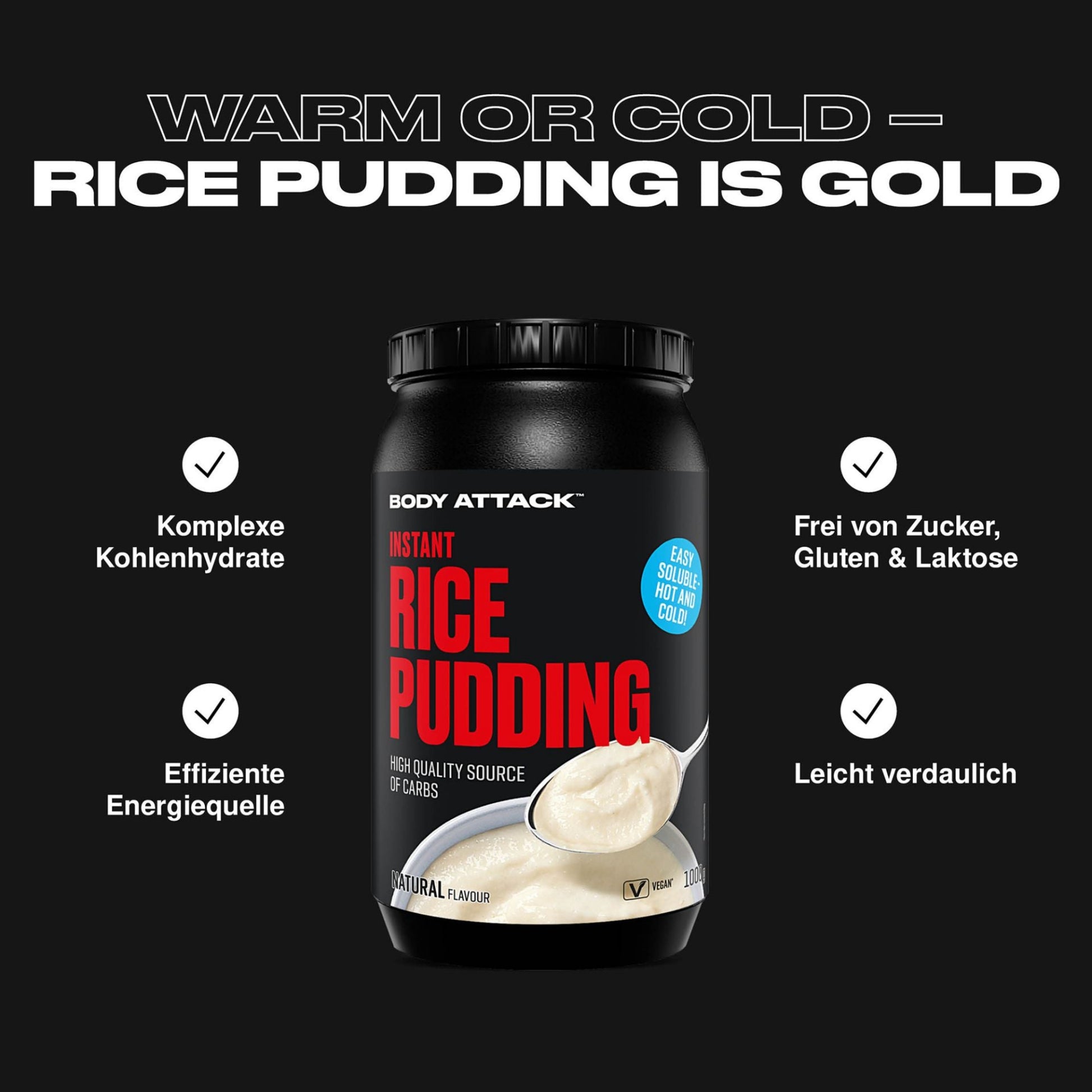 Body Attack Instant Rice Pudding 1000g - Natural