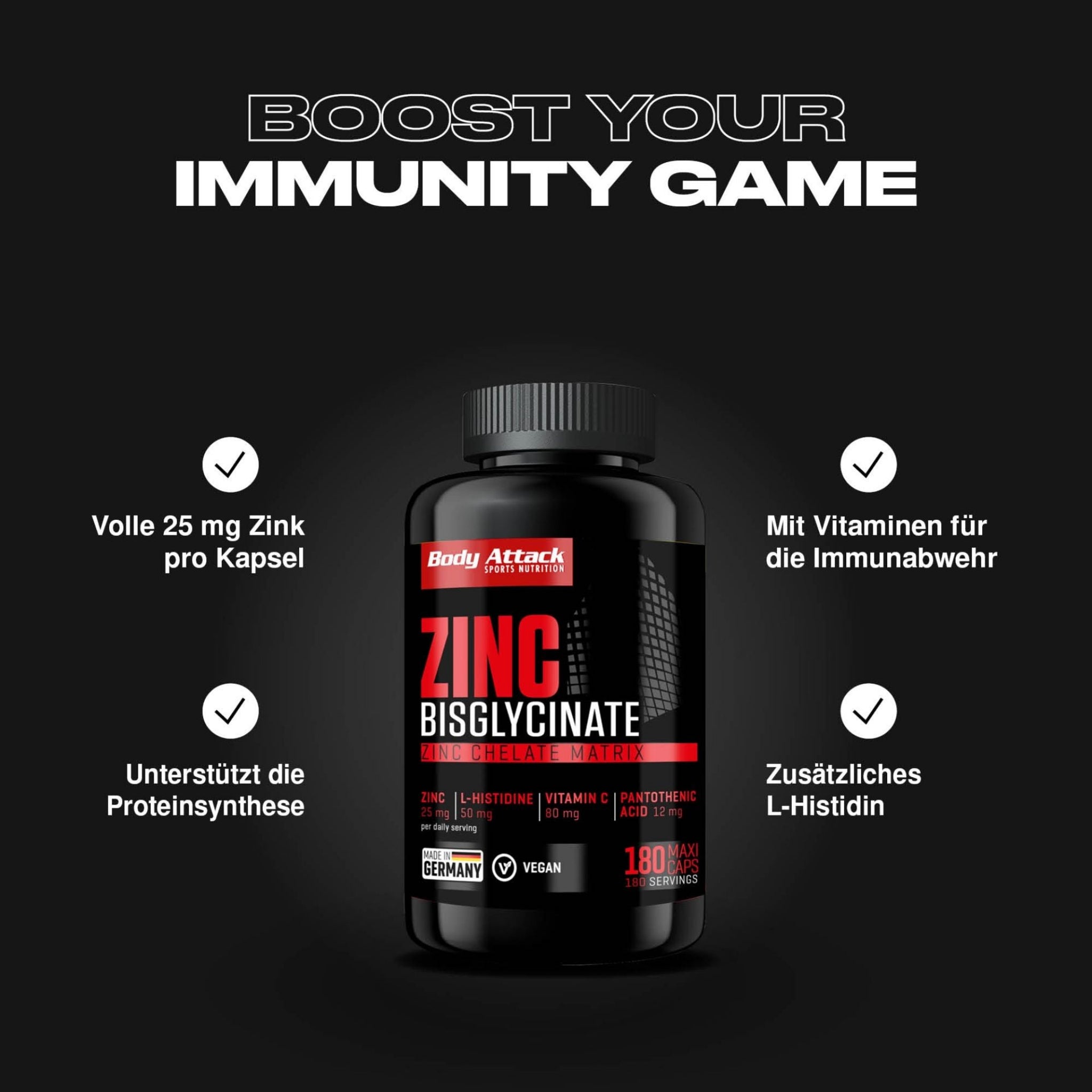 Body Attack Zinc Bisglycinate · 90 Kapseln