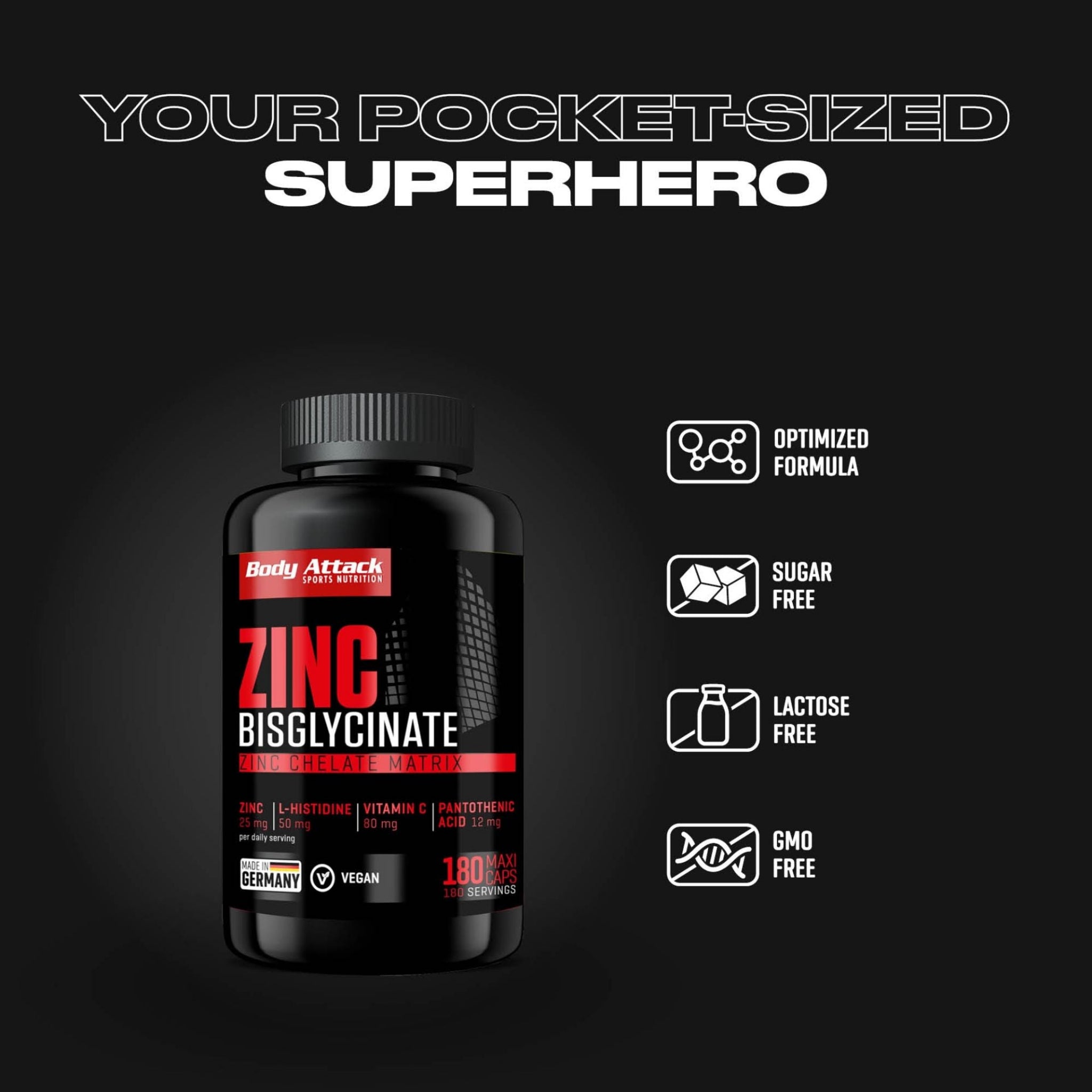 Body Attack Zinc Bisglycinate · 90 Kapseln
