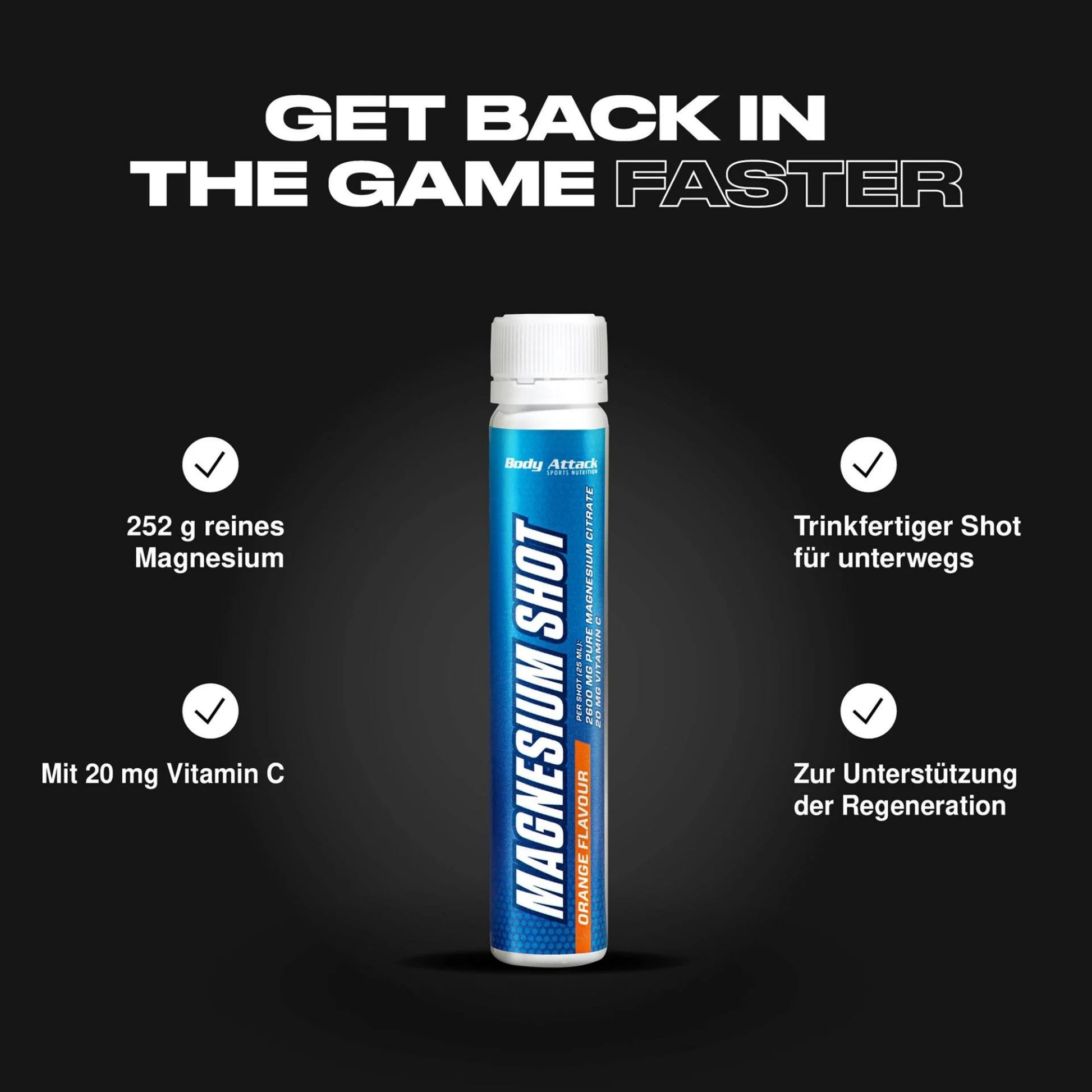 Body Attack Magnesium Shot 20x25ml - Orange