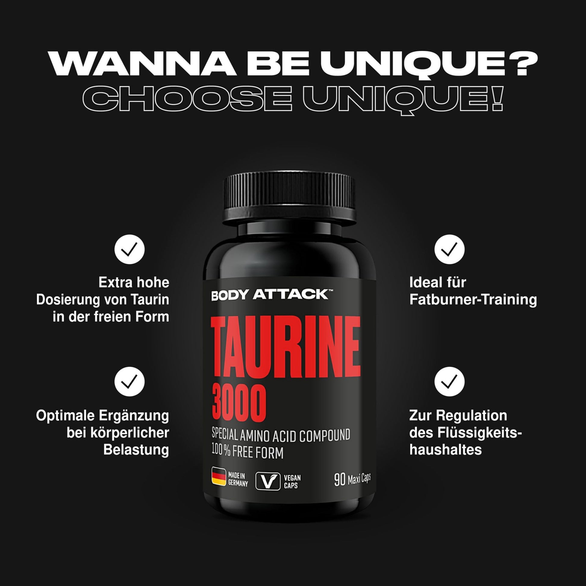 Body Attack Taurine 3000 · 90 Kapseln