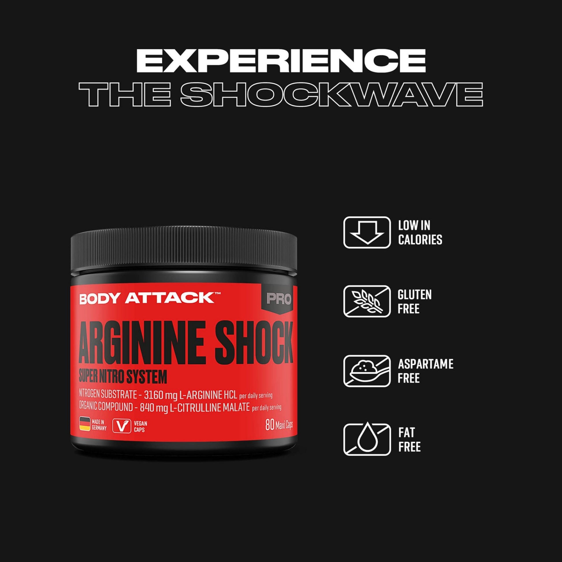 Body Attack Arginine Shock · 80 Kapseln
