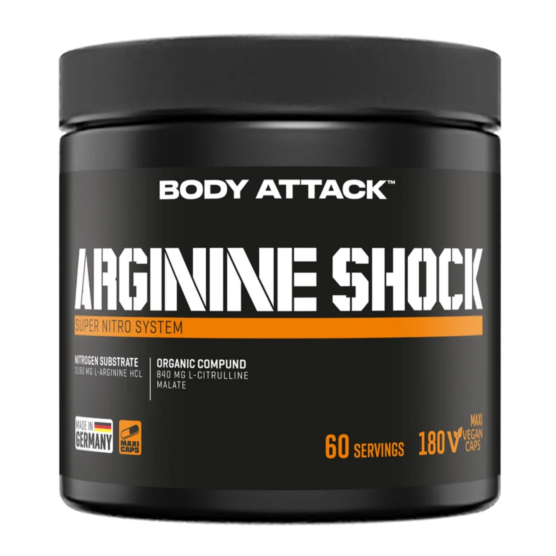 Body Attack Arginine Shock · 180 Kapseln