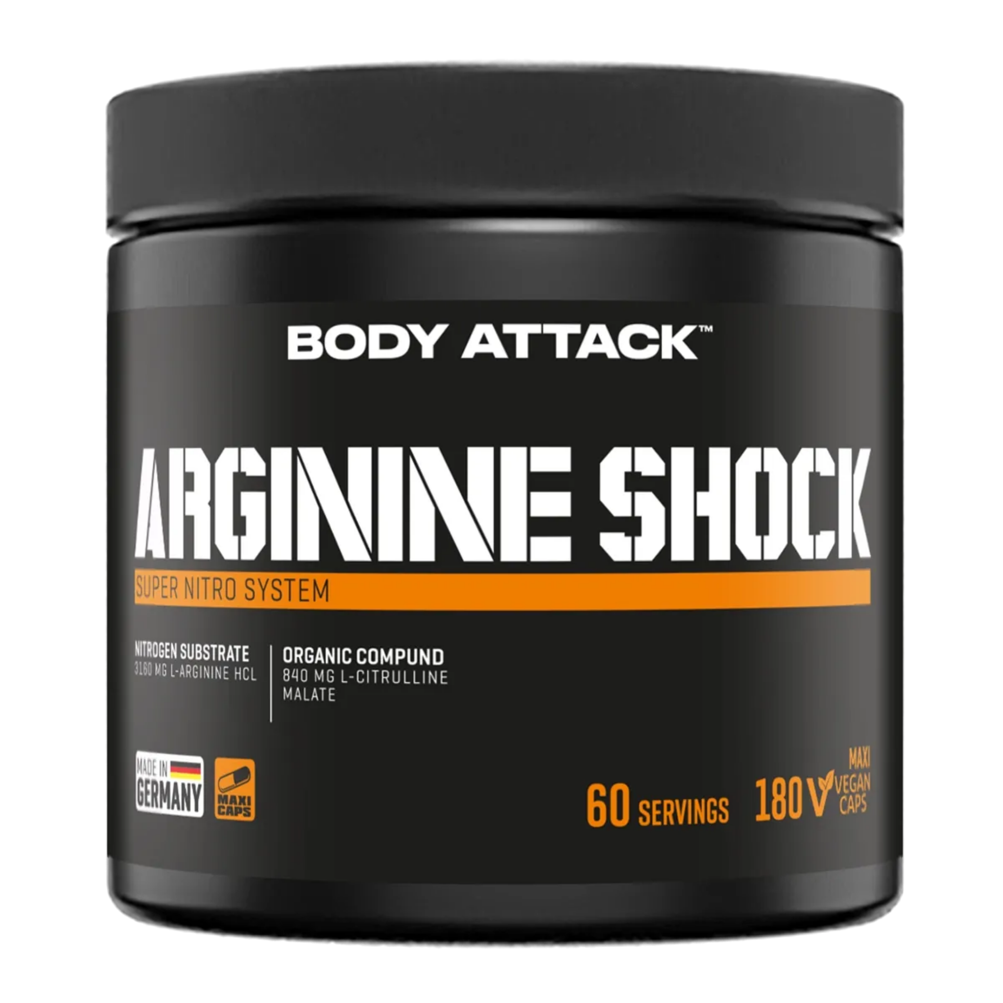 Body Attack Arginine Shock · 180 Kapseln