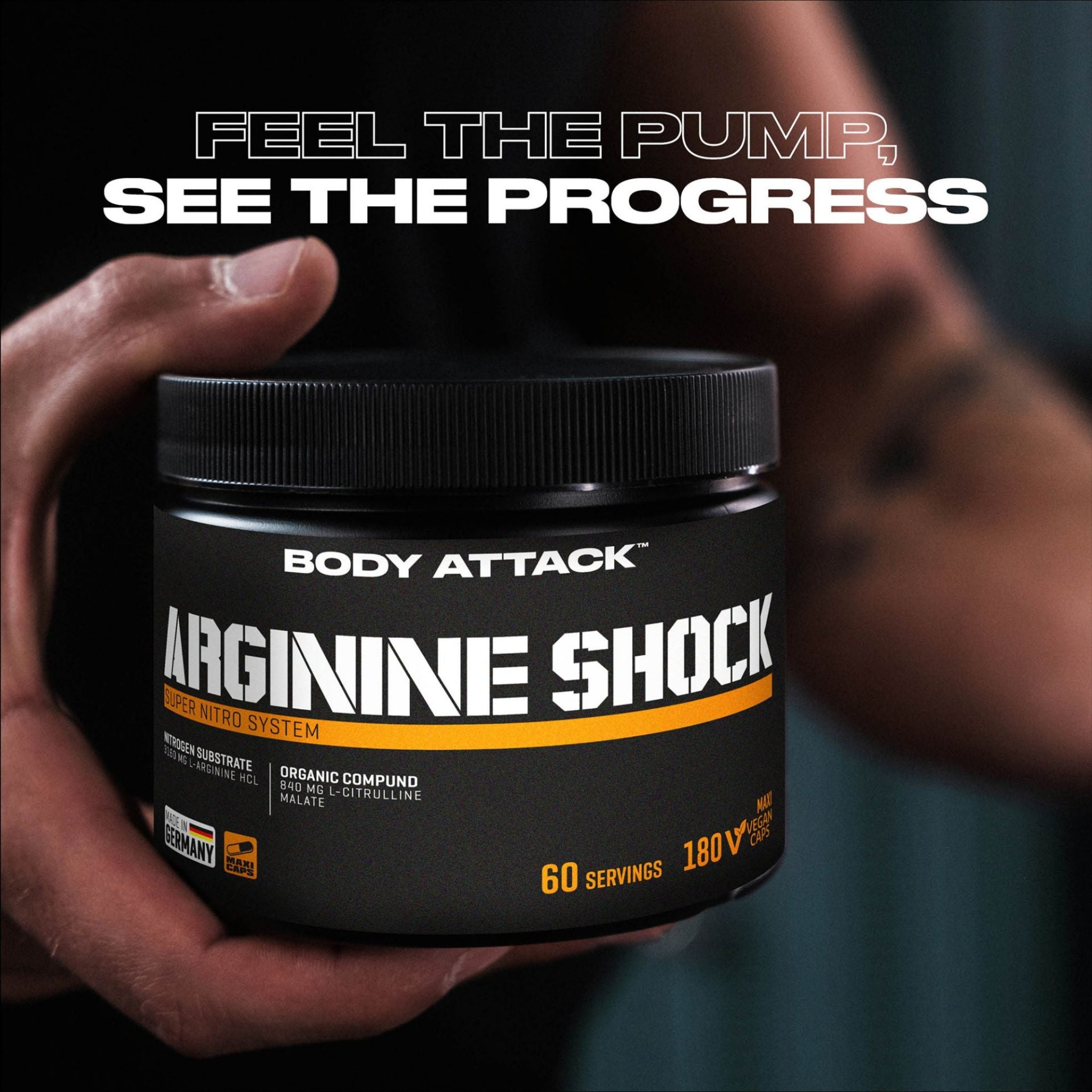 Body Attack Arginine Shock · 180 Kapseln