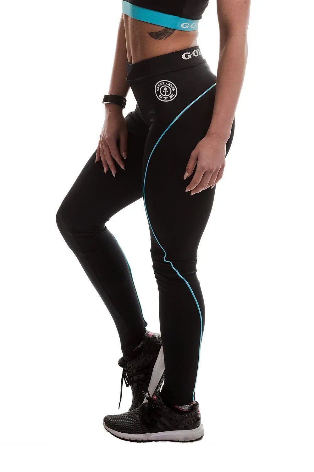 Gold´s Gym Ladies Long Tight Pants Schwarz Türkis