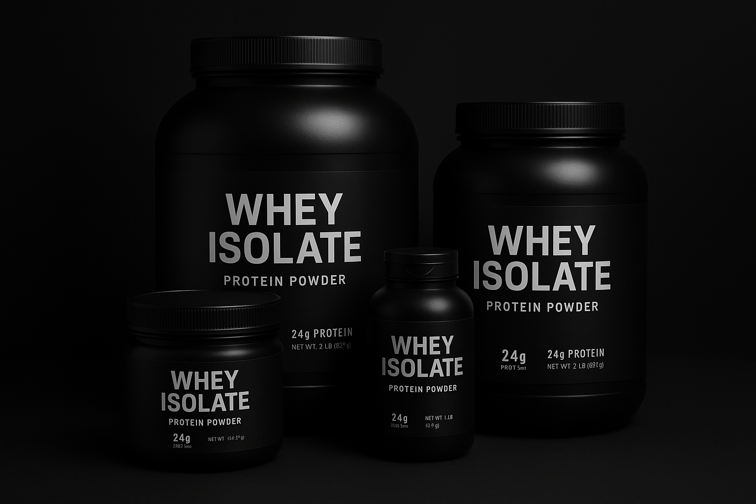 schwarzer hintergrund. Whey Isolat Produkte