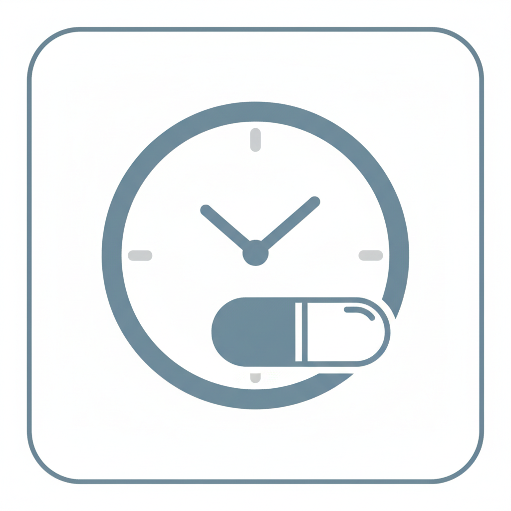 Symbol für Einnahmezeitpunkt eines Produkts (kein Text)